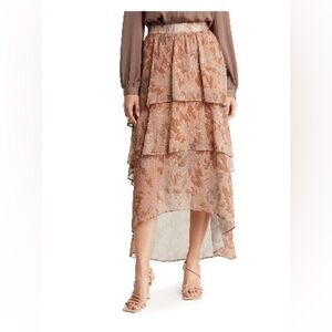 Melloday tiered chiffon maxi skirt in taupe